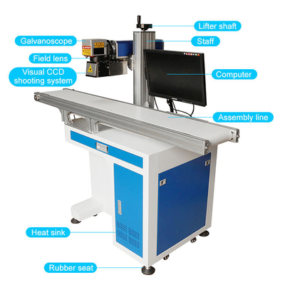 20W 30W 50W 100W Máquina de gravura automática de marcação a laser de fibra de armário com correia transportadora